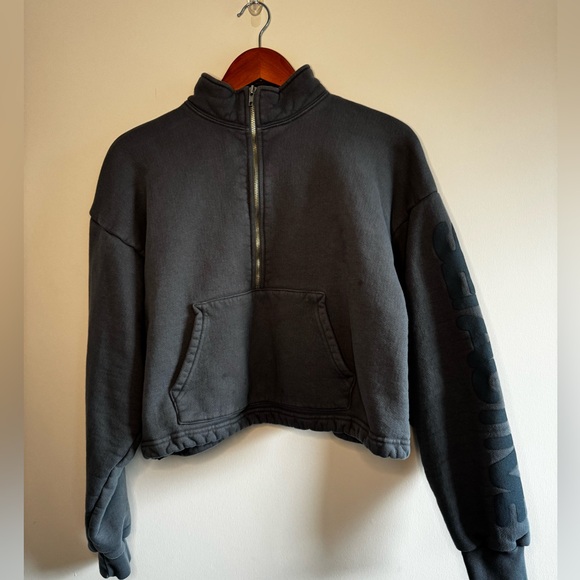 Set Active Grey/Blue cropped Set Active Zip up Sweatshirt - Picture 2 of 9